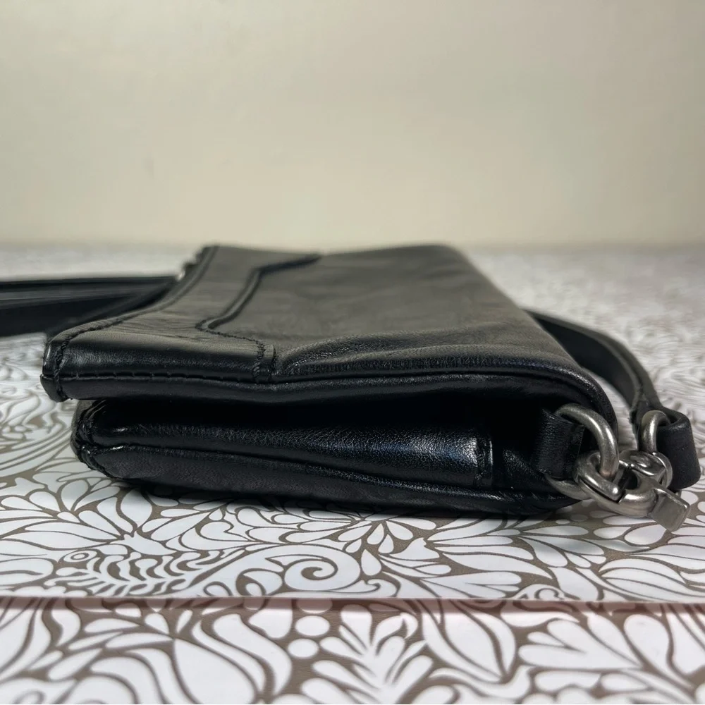 Frye Melissa Crossbody Stadium Bag Purse Black Leather - Picture 5 of 12